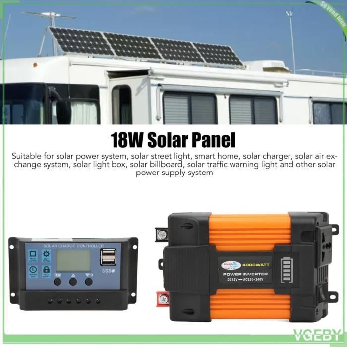 Kit De Panneau Solaire Monocristallin Portable 50W 12V Avec Contrôleur