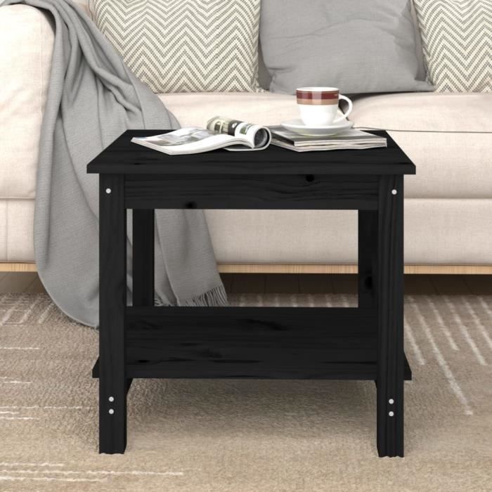 vidaXL Table basse Noir 50x50x45 cm Bois massif de pin 822281
