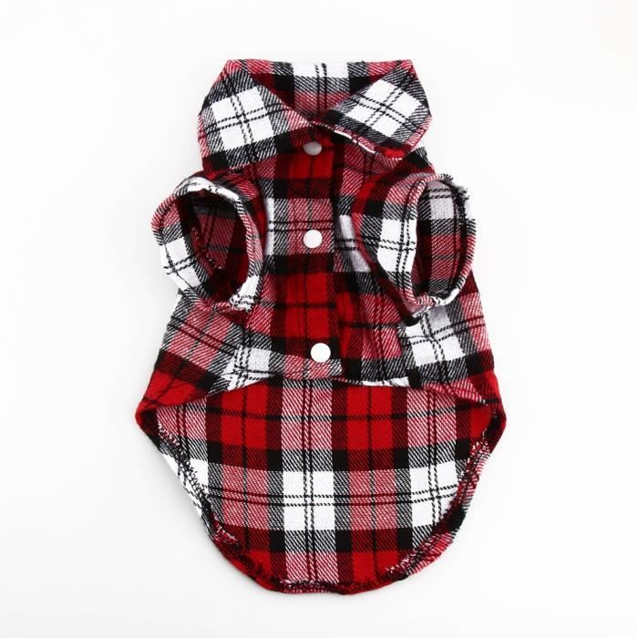 Meilleurs prix pour VINGVO T-shirt pour chien Nouveau Petit Chien Chiot Plaid T-shirt Revers Manteau Chat Veste Vêtements Costume Rouge S