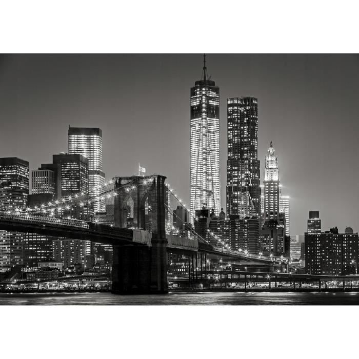 Papier Peint Intissé Panoramique Noir et Blanc New York 368x254 cm Tapisserie Chambre Salon Photo Non Tissé Muraux Trompe l'oeil