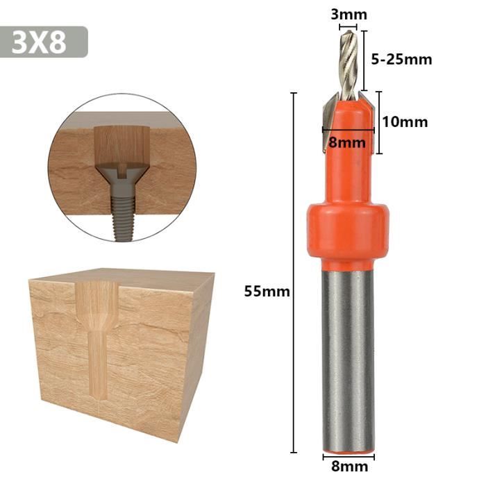 Fraise à Rainurer 3 Ailes Gasea - Jeu De 6 Lames Pour Routeur (1.8mm à 6.35mm), Queue 8mm