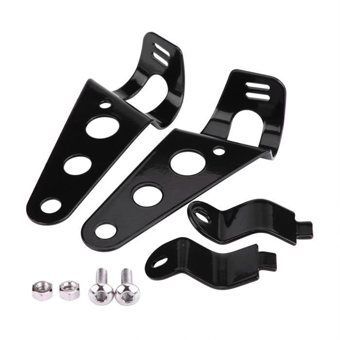 Support Universel Pour Phare De Moto – Réglable 38-41mm – Fixation Fourche Sans Perçage – 2 Pièces – Aluminium Noir