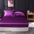 Drap Housse,Drap housse de luxe 100% Satin soie violet, 3 pièces, couvre matelas soyeux pour femmes et hommes - Type 001-King-1