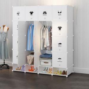 ARMOIRE DE CHAMBRE OOBEST® Armoire Penderie Étagères Plastique 165 x 