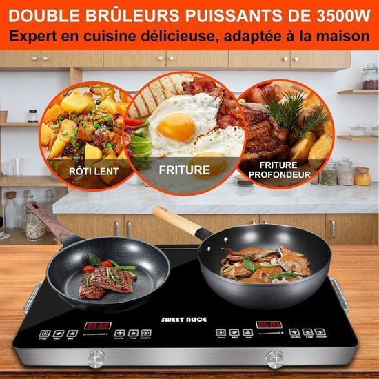 Plaque De Cuisson 2 Feux Vitrocéramique Portable - 2800W, Chauffe Rapide, Idéale Pour Le Camping Et Voyages
