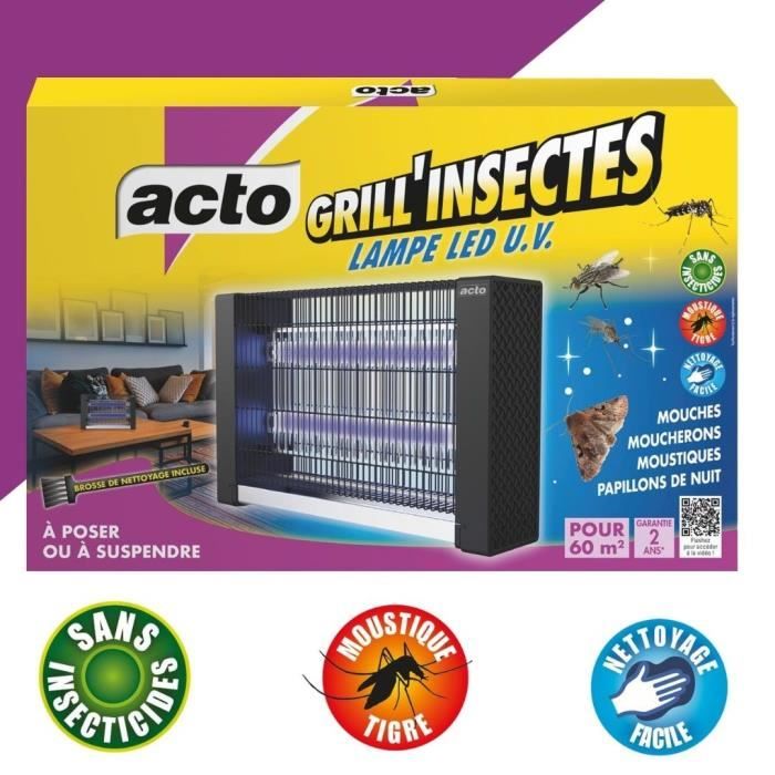 Grilled Insect Grill insectes grand format - ACTO - 60 m² - Lampe U.V - Cdiscount Jardin