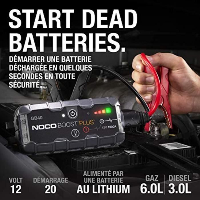 NOCO Boost Plus GB40, 12V 1000A Booster Batterie Voiture, UltraSafe Lithium  Jump Starter, et Pack de Démarrage Voiture pour Moteurs - Cdiscount Auto