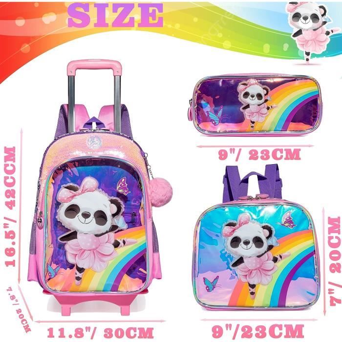 Cartable Fille 7 Ans Primaire Avec Roulette Panda Sac A Roulette