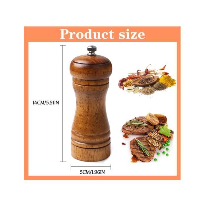 Broyeur épices 2 Moulins à Poivre Et Sel - Acrylique Transparent - Mécanisme Céramique Réglable - 15,2cm Set Salière Poivrière