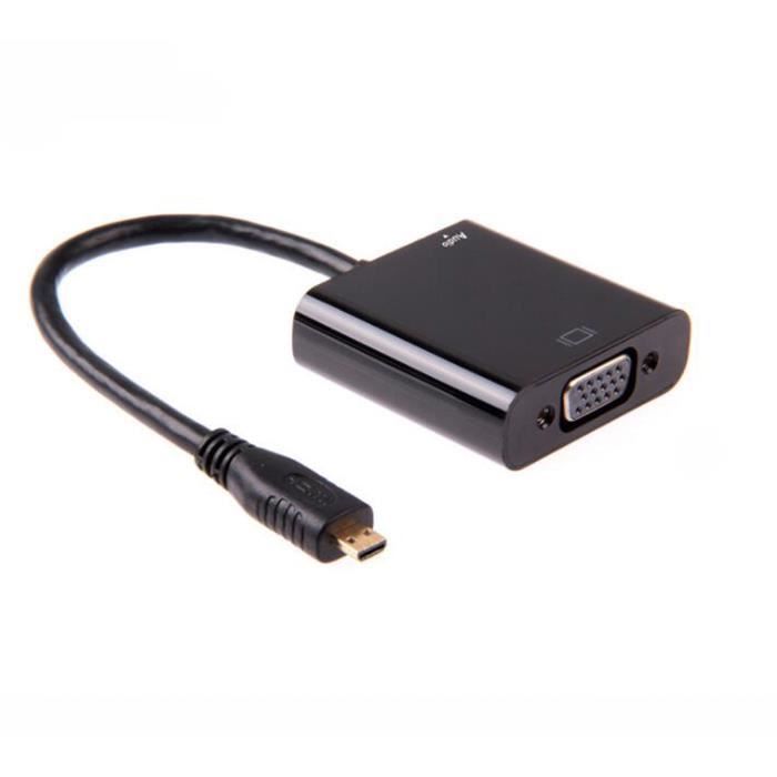 Channy® Adaptateur Micro HDMI vers VGA 1080P Micro USB Câble d'Alimentation  pour Tablette Téléphone