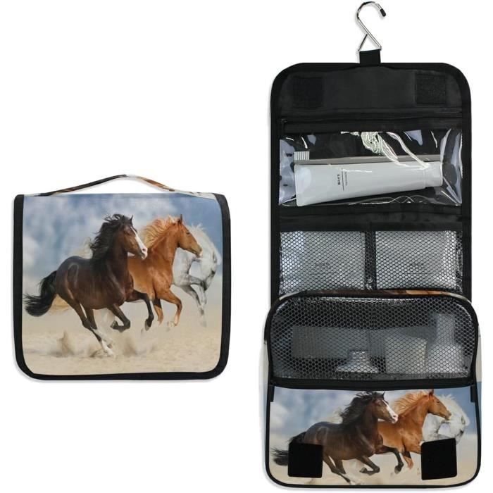 Trousse De Toilette À Suspendre Sur Le Thème Des Chevaux Pour Femme Et Fille Pour Salle De