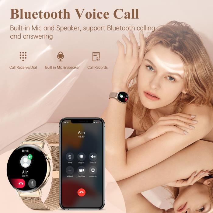 Montre Connectée Femme Intelligente SmartWatch avec Bluetooth Appel Etanche  1.32 Double Sangle pour Iphone Android iOS Huawei, Or - Cdiscount  Téléphonie