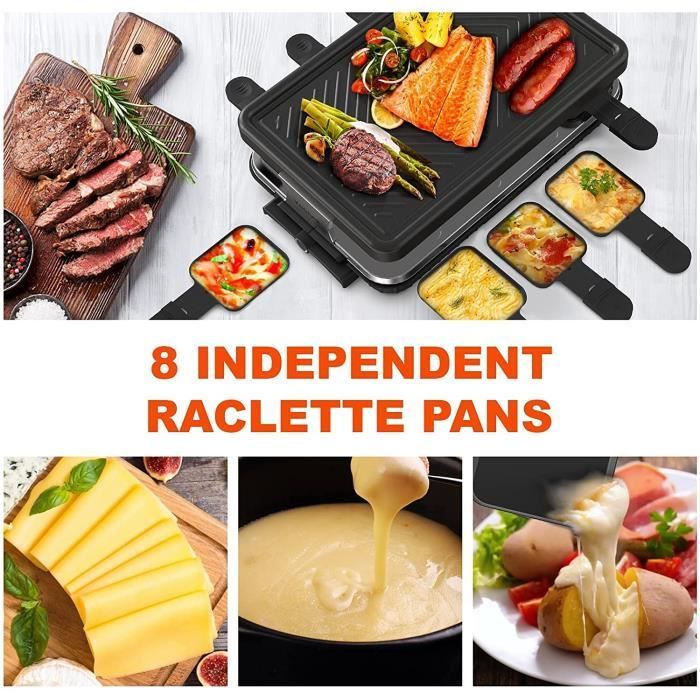 Raclette 8 Personne Grill Spatule Poêlons Electrique Machine Bbq Revêtement  Anti-Adhésif Plaque - Cdiscount Electroménager