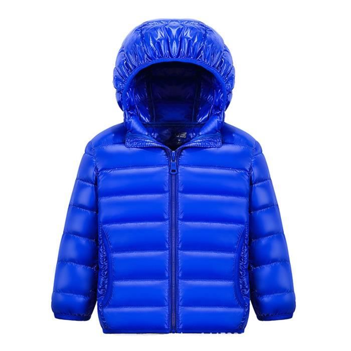 Bleu royale Doudoune enfant a capuche Doudoune fille Doudoune garcon manteau hiver Fine et Legere 90 duvet de canard nouveaute Bleu royale Cdiscount Pret a Porter