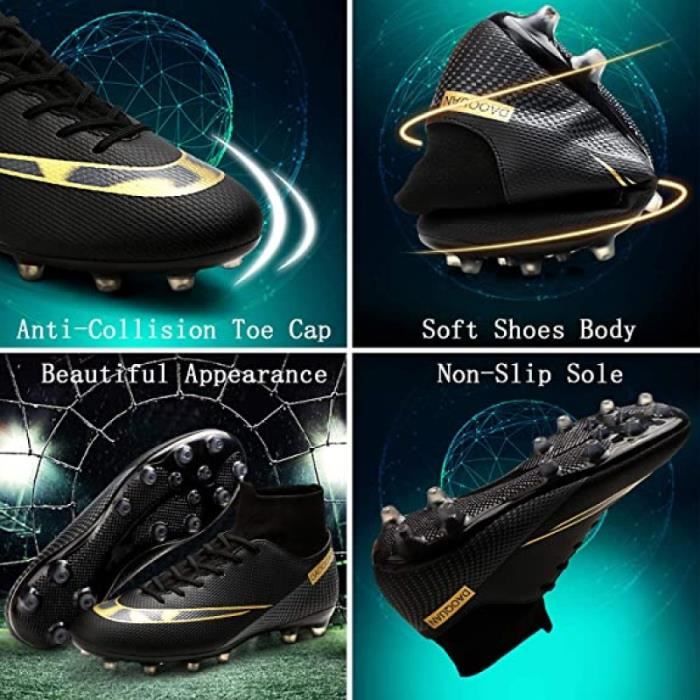 Crampons de Foot Homme Professionnel Chaussures de Football Homme Garçon  High Top Spike Crampons Antidérapant Athlétisme noir - Cdiscount Sport