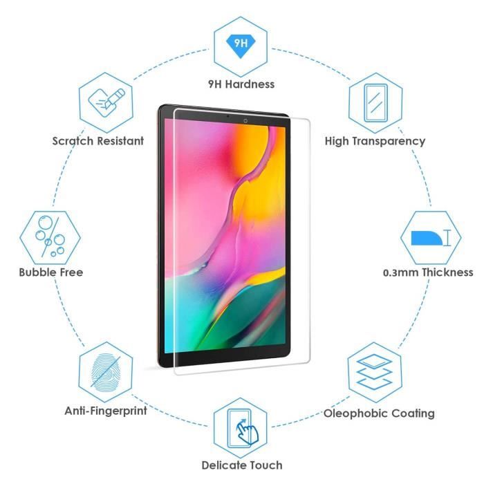 protection,d'écran en verre trempé pour,Samsung,Galaxy Tab A 10.1 (2019) /  T510 / T515