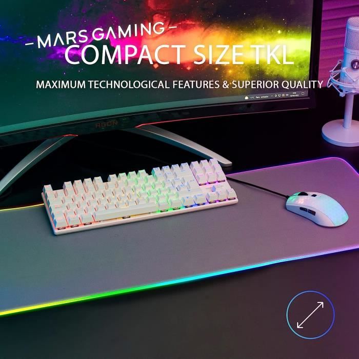 Mars Gaming MKMINI Blanc - Clavier Mécanique RGB Ultra-Compact - Switch  Rouge - Layout Français - Cdiscount Informatique