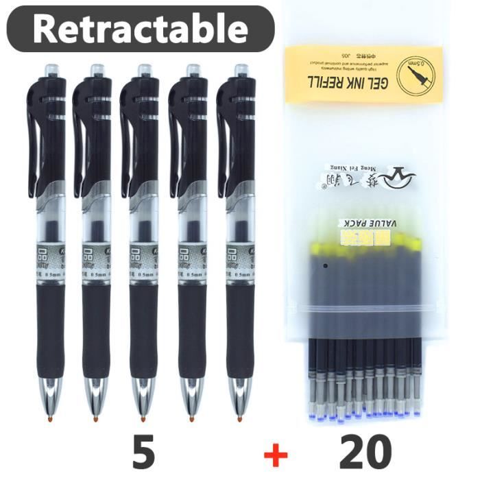STYLO,30 Mixed Refills--Jeu de stylos Gel rétractables, stylos à