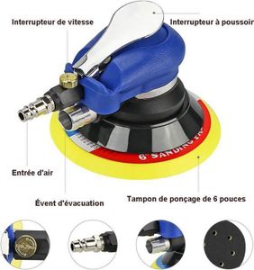 Ponceuse Excentrique Pneumatique 50mm Et 75mm - 12000 Tr/min - Petite Polisseuse Double Action Pour Carrosserie
