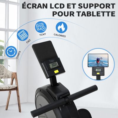MettleMatic Rameur d'Appartement Magnétique, avec 16 Niveaux de résistance magnétique, jusqu'à 300 Newton, rameur Bluetooth, capacité de Charge de 150 kg, Garantie 2 Ans