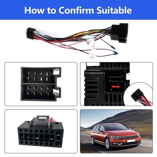 Adaptateur ISO AutoRadio 16 Broches - Rallonge Câblage Pour VW, Opel, Fiat, Mercedes, Renault, Skoda, Seat