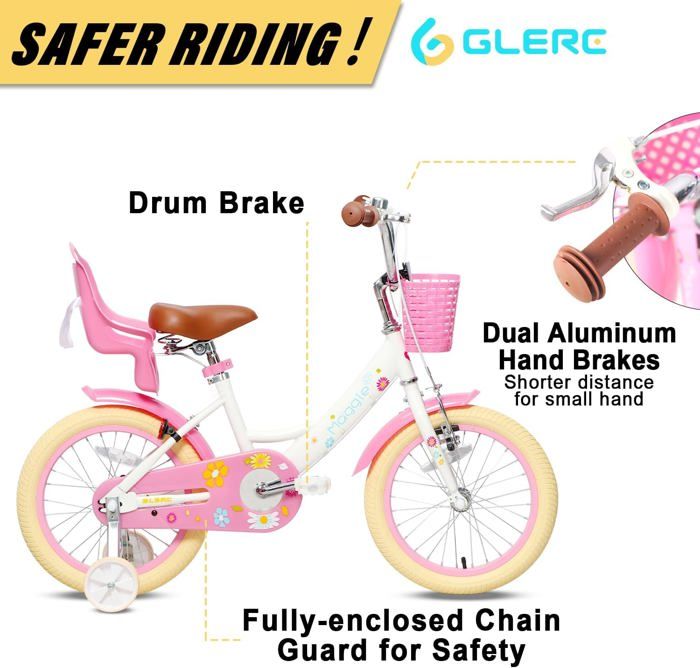 Vélo Enfant 14 Pouces 2-4 Ans - Avec Roues De Support, Garde-boue, Protection Chaîne, Blanc