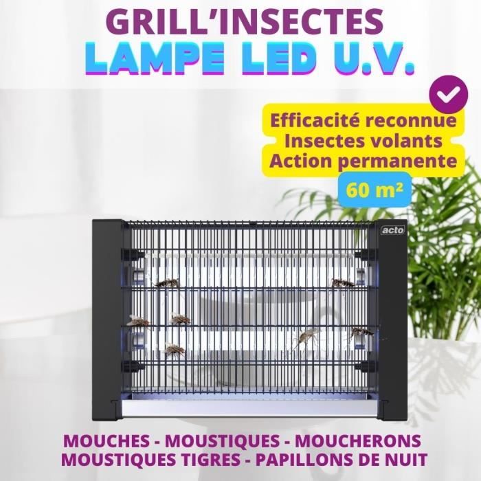 Grilled Insect Grill insectes grand format - ACTO - 60 m² - Lampe U.V - Cdiscount Jardin
