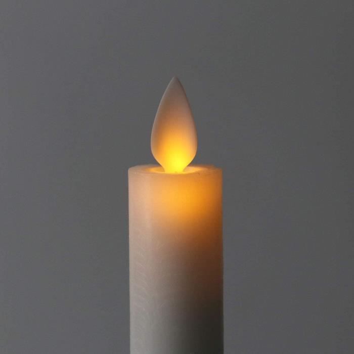 2x Bougie bloc LED blanche Flame 10 cm avec flamme vacillante