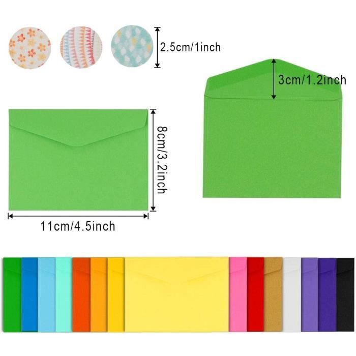 Mini Enveloppes 150 Pcs Mini Enveloppe Multicolores Petite Enveloppe Kraft  avec 165 Pcs Autocollants Ronds pour Carte de Cadeau d'An - Cdiscount  Beaux-Arts et Loisirs créatifs