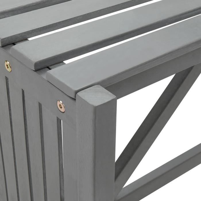 OLL Banc d'angle de jardin et jardinière 117 cm Bois d'acacia Gris