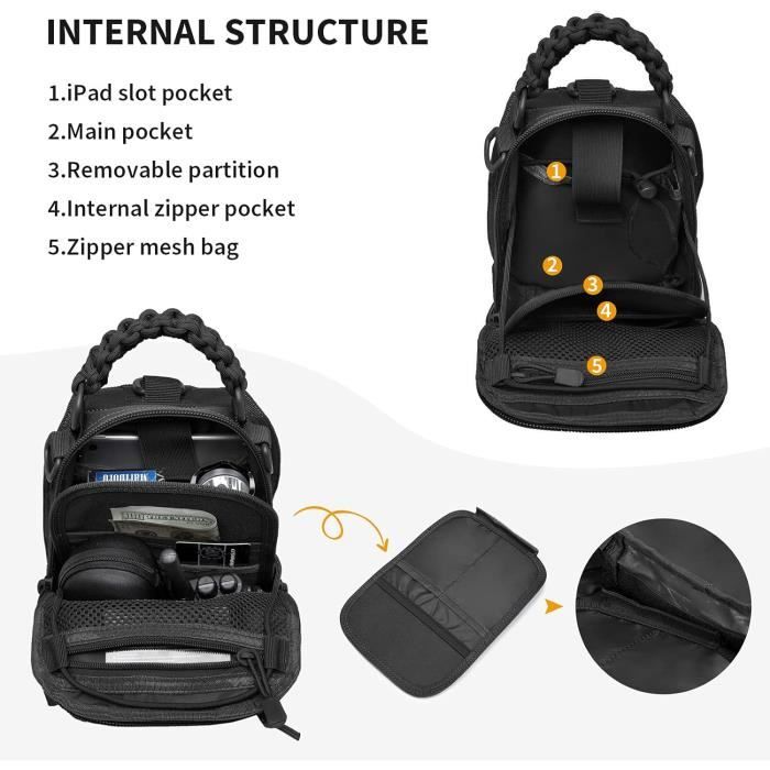 LiveGo Sac à Bandoulière Tactique Militaire - Sac à Bandoulière Militaire - Sac à Bandoulière