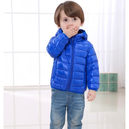 Bleu royale Doudoune enfant a capuche Doudoune fille Doudoune garcon manteau hiver Fine et Legere 90 duvet de canard nouveaute Bleu royale Cdiscount Pret a Porter