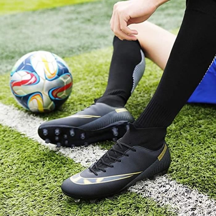 Chaussures de Football ZGEER High Top Spike Crampons Noir