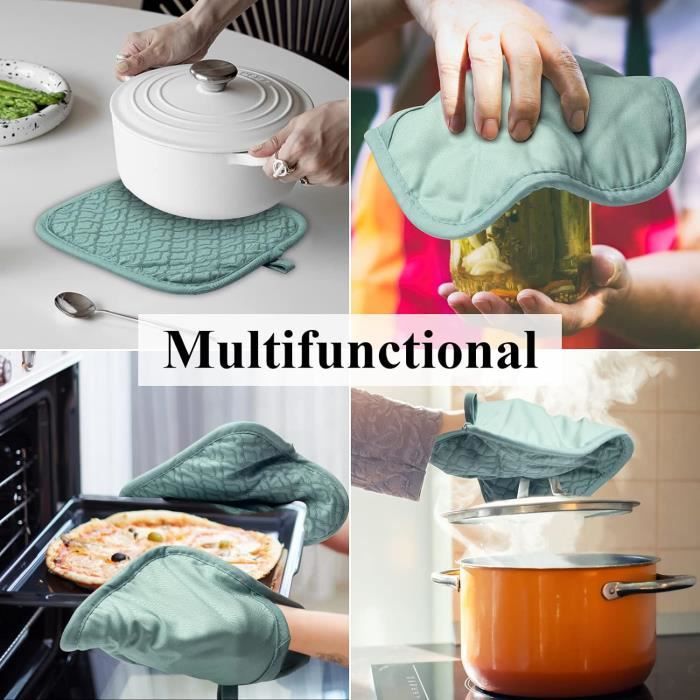 Lot De 2 Gants De Cuisine Et Maniques Résistants À La Chaleur Avec Lot De 2 Gants De Cuisine Et Maniques Résistants À La Chaleur Avec
