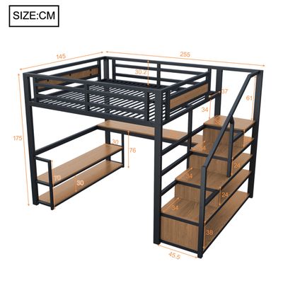 Lit Mezzanine 90 X 200 Cm Avec Grande Armoire, étagère Et Bureau