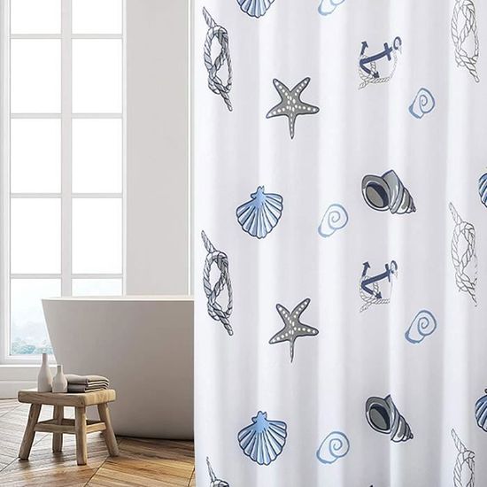 Fhioevt Rideau De Douche Transparent 180x200cm PEVA Imperméable Avec 12 Anneaux - Anti Moisissure