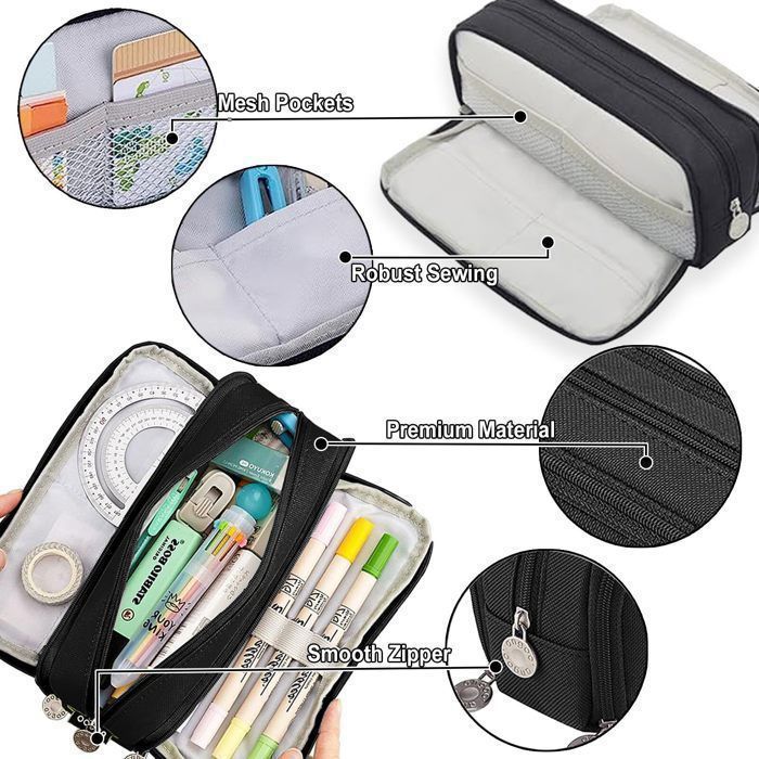 Trousse Juventus Pour Stylos Et Accessoires - Noir, 21x8cm - Idéal école Et Loisirs - 10