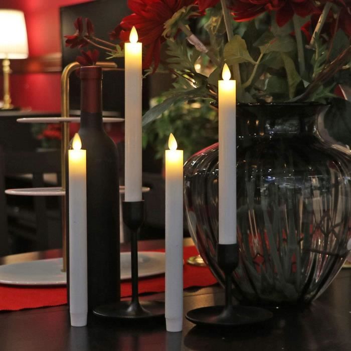 Set de 4 bougies LED en cire véritable - Blanc avec flamme vacillante -  PEARL
