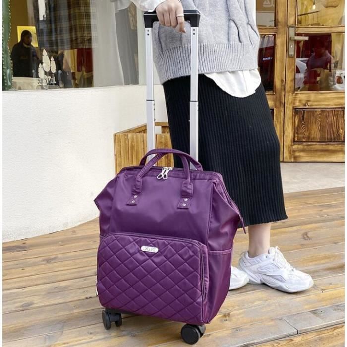 22 pouces noir Sac a Dos de Voyage a Roulettes pour Femme Grande Capacite Oxford