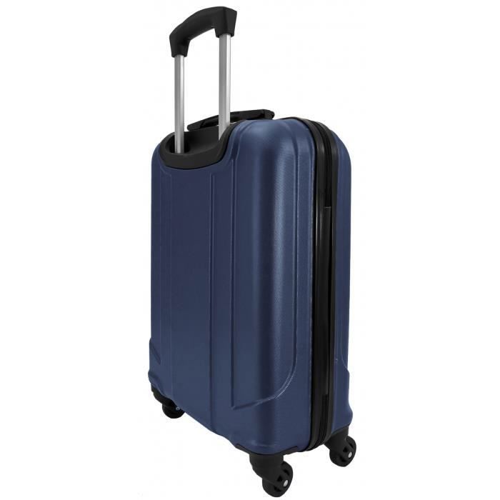 Set De 3 Valises BONNLO – 52 Cm (cabine), 63 Cm Et 75 Cm (soute) En ABS Résistant, Roues 360°, Intérieur Organisé, Couleur Bleu Foncé