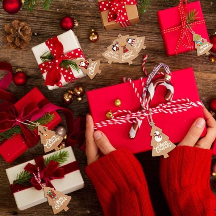 Étiquette Noel, Etiquette Cadeau Noel Kraft Papier, 12 Styles Étiquettes  Cadeaux de Noël avec Ficelle, Etiquettes Cadeau pour Emballage de Cadeaux  et Décoration de Noël Bricolage : : Cuisine et Maison