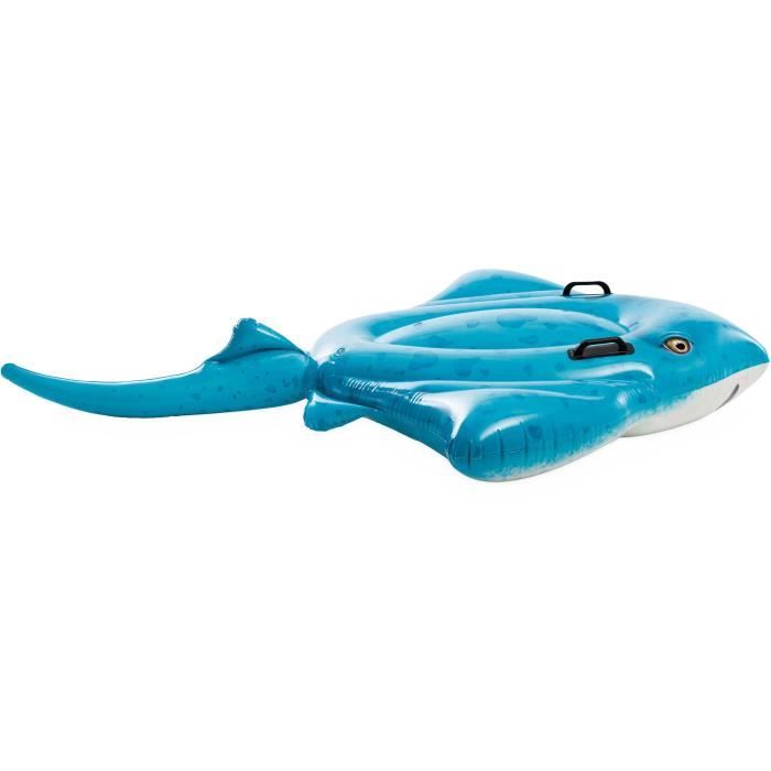 Bouée Raie Manta Intex 57550NP – Chevauchable, 188x145 Cm, 2 Poignées, Dès 3 Ans