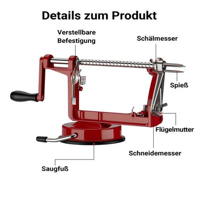 Éplucheur De Pommes, éplucheur De Pommes 3 En 1 En Acier Inoxydable Avec Base à Ventouse, éplucheur De Pommes Multicolore En Spiral - Maison