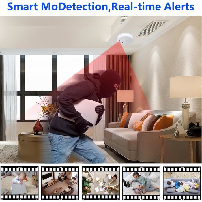 Mini Caméra Espion WiFi 5 GHz Avec Stockage Cloud Gratuit - 2K HD, Détection Mouvement, Vision Nocturne