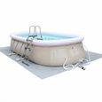 Kit piscine géante complet - Onyx grise - autoportante ovale 5.4x3m avec pompe de filtration. bâche de protection. tapis de sol et-0