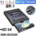 Lecteur optique externe avec ports SD / TF,Graveur Lecteur, USB 3.0 TYPE-C, CD, DVD, RW, VCD, graveur de DVD-0