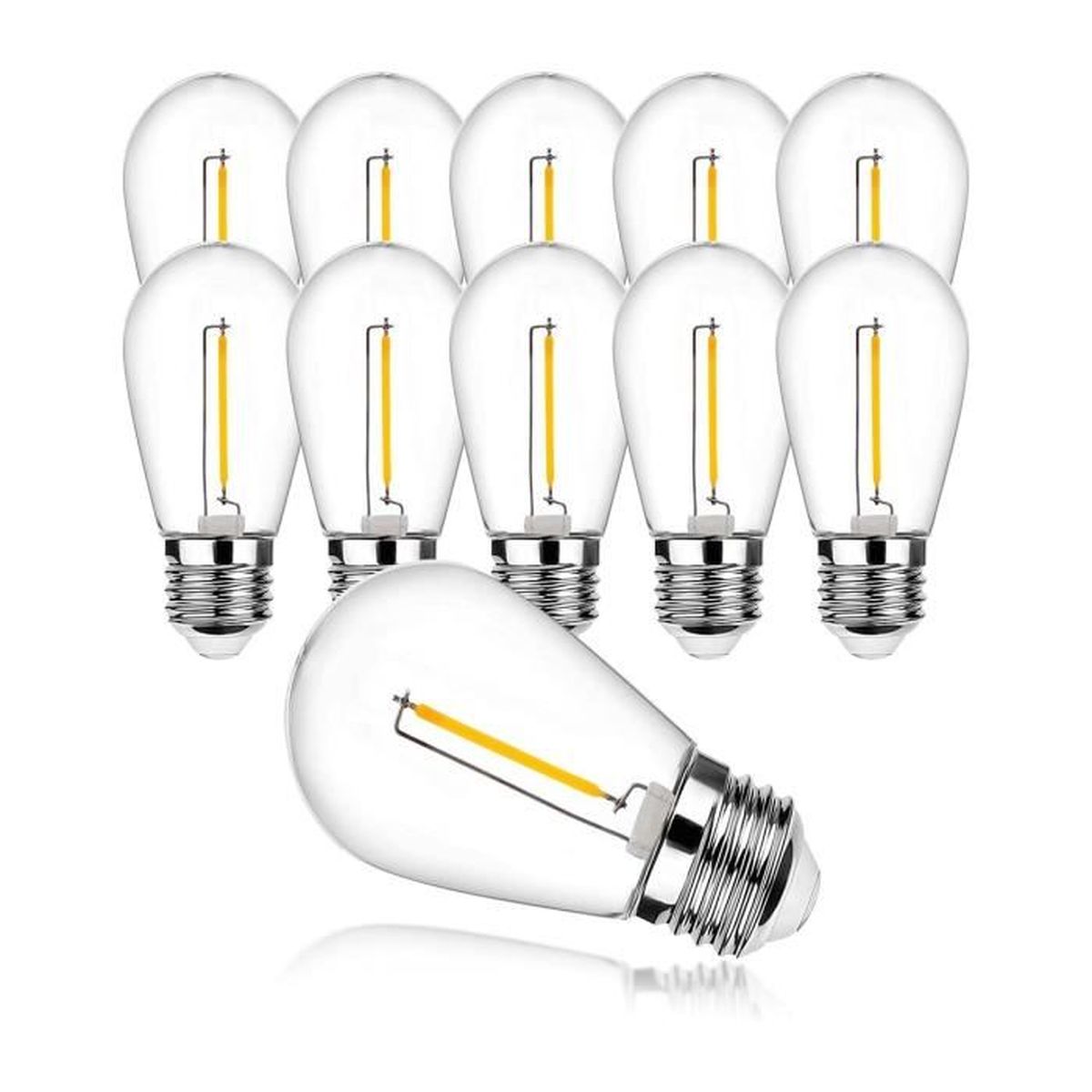 Boite de 10 ProCrus Ampoule LED E27 Ampoule vintage 1W, Ampoules