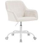WOLTU Chaise de Bureau Pivotante, Chaise Coiffeuse, Réglable en Hauteur, Rembourré en Velours, Crème+Blanc W0ATT0639