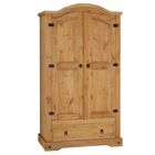 IDIMEX Armoire SALSA penderie pour vêtements style mexicain avec 2 portes 1 étagère 1 tiroir, en pin massif finition teintée/cirée