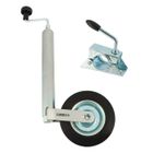 MECA24 Roue Jockey - Tube acier 48mm - Jante métal - Bride de fixation acier diam. 48mm - compatible tous types de remorques